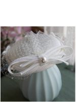 Bridal Chic Sinamay Fascinator Hat Cocktail Wedding Party Church Headpiece Fashion White Beret Formal Veil Hair Accessories