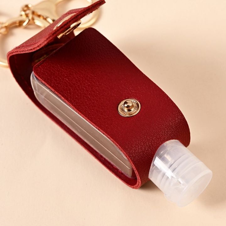 hand-sanitizer-leather-keychain-holder-travel-bottle-refillable-container-30ml-flip-reusable-bottle-with-tassel-keychain-carrier