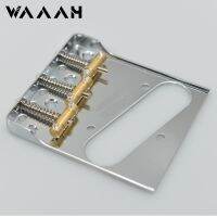 【CW】 Vintage Chrome Guitar Bridge Brass Saddle For Tele with logo for Electric Parts Accessories