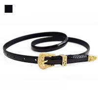 เข็มขัดผู้หญิง เข็มขัด ผู้หญิง เข็มขัด New Fashion and Easy Collocation Pattern PU Leather and Metal Belt for Woman and Girls - Black