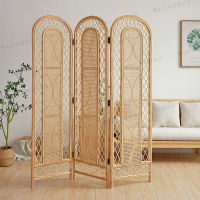 Spot parcel post Rattan Flower Window Screen ins Natural Rattan Accordion Partition Hallway Partition Household Mobile Japanese Simple Screen