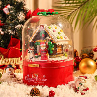 ใหม่เด็กประกอบบล็อกอาคารของขวัญคริสต์มาส Senbao Snowman House กล่องดนตรีหมุนของเล่นเพื่อการศึกษาชายและหญิง