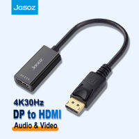 Jasoz Displayport DP เป็น HDMI Adapter 4K 1080P ตัวแปลงสายเคเบิล DisplayPort ชายกับหญิงสำหรับ PC แล็ปท็อปโปรเจคเตอร์สาย