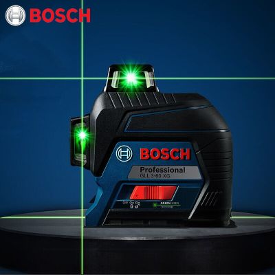 BOCH เครื่องทำระดับเลเซอร์ลายเส้นสีเขียว3X360 ⁰ GLL3-60XG แนวตั้งและแนวนอนมืออาชีพเลเซอร์เส้นฉายแสงกลางแจ้ง