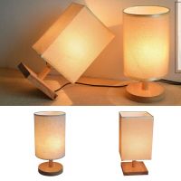 Simple Retro Solid Wood Table Lamp Home Bedroom Night Light Square Round Bar Club Decorative Creative Desk Lamp Decor