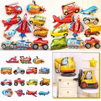 Cartoon Car Theme Balloons train Tank Tractor Aluminum film balloon Children Birthday Party Baby Shower Toy Kids Holiday Party Plumbing Valves