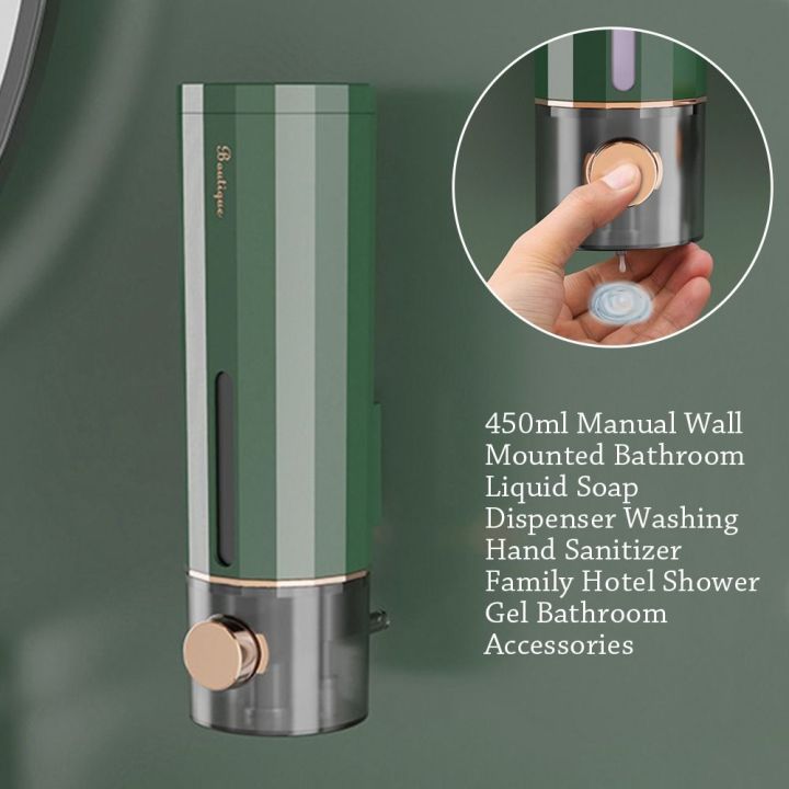 unlawful-450ml-มัลติฟังก์ชั่-ห้องน้ำในห้องน้ำ-อุปกรณ์ติดผนัง-ความดันด้วยตนเอง-เครื่องจ่ายสบู่-ขวดแชมพูสระผม-ภาชนะบรรจุของเหลว-เจลทำความสะอาดมือ