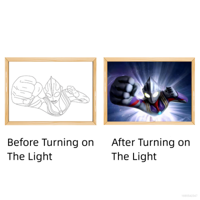 Anime Ultraman Tiga Light Painting 3 Colors LED Bedroom Bedside Lamp DIY Hanging Paintings 3D Lighting USB Home Decor