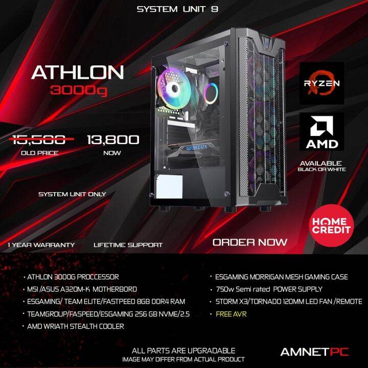 AMD ATHLON 3000G Asus/Msi A320 8gb DDR4 Ram 256gb Nvme 750W semi rated power supply DesKtop