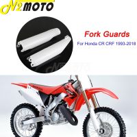 Supermoto ฟอร์คการ์ดหน้าสีขาวสำหรับ Honda CR CRF 125 250 450 500 R X CRF450 CRF250 RX ท่อส้อมป้องกันภาพกรอบ1993-2018