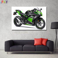 โปสเตอร์ศิลปะบนผนังรถจักรยานยนต์ลาย FAY-ภาพติดผนัง Kawasaki Ninja 300 KRT 0725E2ตกแต่งห้องนั่งเล่นภาพวาดสีน้ำมัน