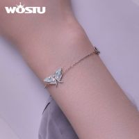 WOSTU 925 Sterling Silver The Wizard Of Oz Butterfly Bracelet With Lettering Love Tag For Women Adjustable Chain Jewerly Gift