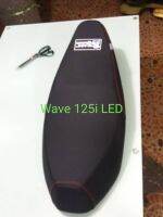 Wave 125i LEDผ้าเลทเด้อด้ายแดง/โลโก้แคมป์บางเมือง/เบาะปาด/เบาะแต่ง/เบาะมอเตอร์ไชค์