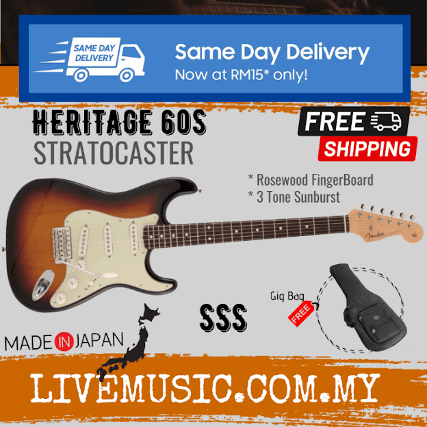 Fender Japan Heritage 60s Stratocaster Electric Guitar, Rosewood