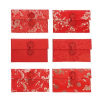 6 PCS Silk Red Envelopes Chinese Card Envelope Money Envelope Embroidery Chinese Knot Decoration for Good Luck Wealth
