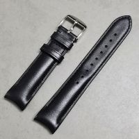 High-Grade Cowhide Genuine Leather Strap 20Mm Black Arc Curved End Bracelet For Citizen Tissot Omega Seiko Universal Watch Band