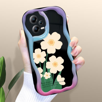 ชุด Xiaomi Poco X4 GT Poco X4 NFC Poco X5 5G Poco X5 Pro 5G เคสโทรศัพท์ลายการ์ตูนดอกไม้มีเนื้อครีมและขอบลอนปลอกป้องกันซิลิโคนนิ่ม