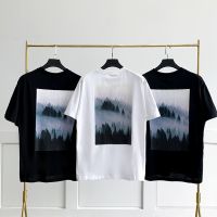 ผู้ชายขนาดใหญ่ Essentials เสื้อยืดกลับภูมิทัศน์พิมพ์เสื้อยืดฤดูร้อน Streetwer Tees Hip-Hop 100% Cotton T เสื้อ