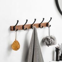 SARIHOSY Black Wood Wall Hook Wall Hanging Coat Rack for Bathroom Kitchen Bedroom Hallway Wall Hooks Coat Clothes Holder