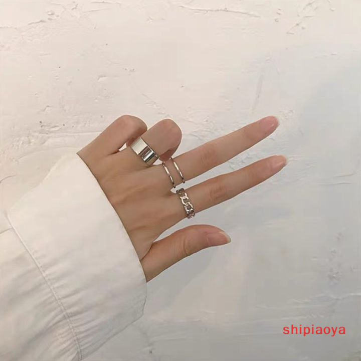 shipiaoya-แหวนผู้หญิงแบบเปิดนิ้วชี้ปรับได้ห่วงแบบมีสไตล์