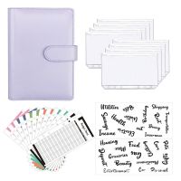 PU Leather Binder Notebook A6 Planner Journal Organizer 8 Zipper Pockets 12Pcs Budget Sheet 2Pcs French Alphabet Stickers Note Books Pads