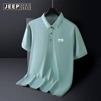 JEEP SPIRIT ใหม่เสื้อโปโลคอตตอนแนวธุรกิจของผู้ชาย,ผ้าฝ้ายแขนสั้นเสื้อโปโลเย็นเย็นผ้าฝ้ายคุณภาพสูงเสื้อยืดลาเพลของผู้ชาย95% น้ำแข็งเย็น