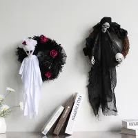 Halloween Decorations Door Decor Hanging Ghost Horror Party Garland Ornaments Wreath Ghost for Home Party