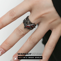 WANGXIY Metal Opening Couple Ring Vintage Geometric Hollow Gem Index Finger Ring