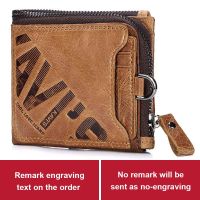 GZCZ Genuine Leather Men Wallet Short Coin Purse Zipper Poucht Vintage Card Holder Clamp For Money Brand Male Purse Portomonee