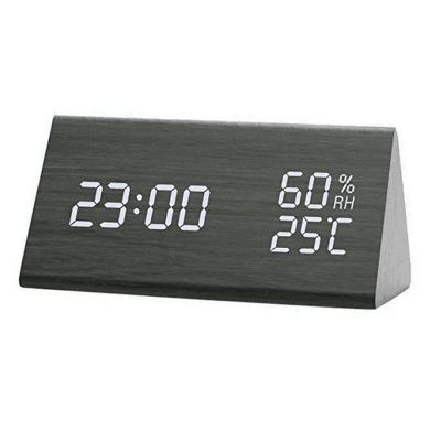 Digital Radio Clock LED Table Clock with Humidity and Temperature Display USB Power Connection
