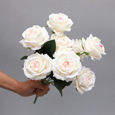 【cw】10 Heads Artificial Rose Silk Flowers Bouquet Wedding Party Living Room Decoration High Quality Flower Arrangement