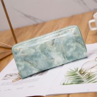 [COD] Cross-border new marble fashion simple and long coin purse student card bag female