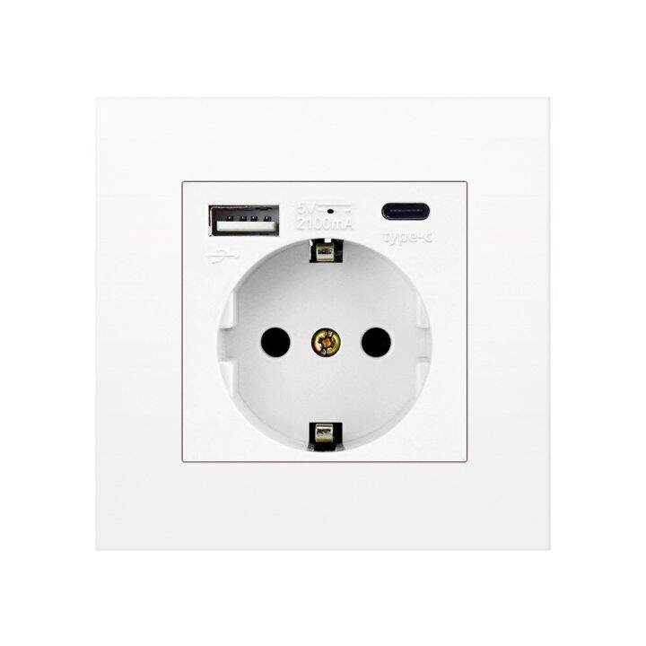 2023 NEW Grey EU USB C Wall Socket, TypeC Port Wall Plug Adapter, 16A