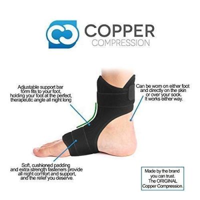 Copper Compression Plantar Fasciitis Night Splint - Drop Foot Brace and Dorsal Planter for Right  แก้ไขข้อเท้า ตัวป้องกันข้อเท้า PVC