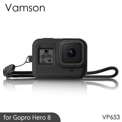 Vamso เคสซิลิโคนนิ่มสำหรับ Gopro 8,อุปกรณ์เสริมสำหรับโกโปรพระเอก Vp653กล้องแอคชั่นแคมเมรารุ่น8สีดำ