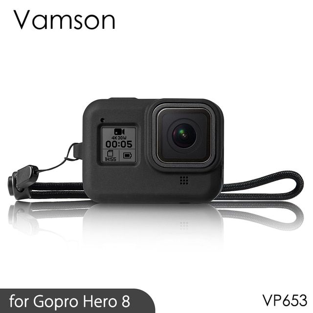 vamso-เคสซิลิโคนนิ่มสำหรับ-gopro-8-อุปกรณ์เสริมสำหรับโกโปรพระเอก-vp653กล้องแอคชั่นแคมเมรารุ่น8สีดำ