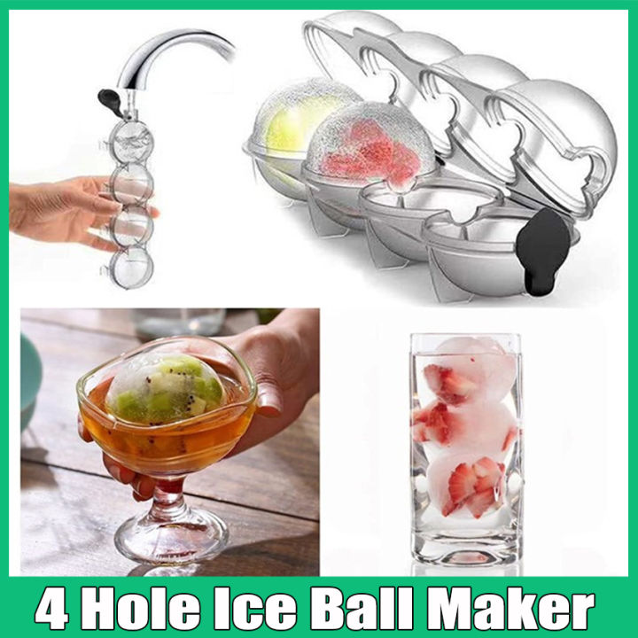 4 Holes Round Ice Cube Maker Mold Whiskey Cocktail Ice Ball Tray DIY Sphere  Ice Molds
