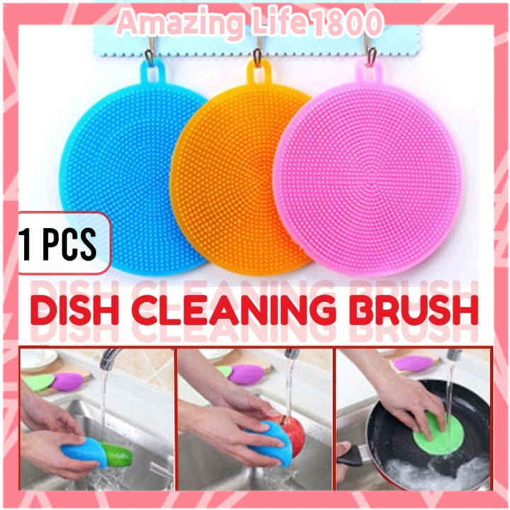 1PC Silicone Cleaning Brush Dishwashing Scrubber Sponge Multi