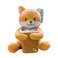 Tissue Box Holder For Car Lamp/Shiba Inu Paper Towel Napkin Box Soft Plush Wipes Case Dispenser For Auto Napkin Holder Cute Car