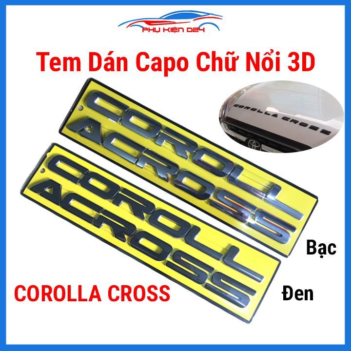 Tem dán capo ô tô, logo chữ nổi 3D cho COROLLA CROSS gắn mui xe ...