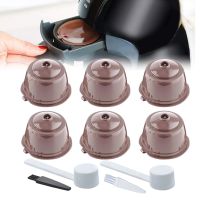 1-6pcs Refillable Coffee Capsules Filter Cup with Spoon and Cleaning Brush for Nescafe Dolce Gusto Baskets Pod Soft Taste Sweet Mesh Covers