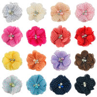 Wholesale 2” Printed Handmade Flowers FABRIC Chiffon for Gilrs Hair Accessories Free Shipping 100pcs