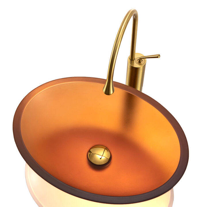 Light Luxury Orange Crystal Glass Sink Transparent Bathroom Washbasin