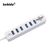 Kebidu Sambungan HUB USB 6 Port Multifungsi 2 In 1 USB 2.0 Hub Combo untuk Windows Mac Mendukung Pembaca Kartu SD/TF untuk Laptop PC