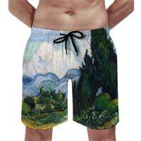 Boardshorts ข้าวสาลี Cypress Fun Swimming Pants Vincent Van Gogh ผู้ชายแห้งเร็วกีฬาร้อนบวกกางเกงขาสั้นชายหาด