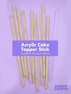 Acrylic Sticks for Cake Topper (6, 8, 10 x 1cm)