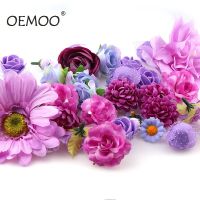 50Pcs Mixed Type Artificial Silk Flower Silk Heads Mixed Sizes Artificial Flower Heads Wedding Party DIY Decorations