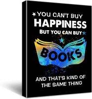 คุณซื้อความสุขแต่คุณสามารถซื้อได้โปสเตอร์ศิลปะบนผืนผ้าใบสำหรับติดกำแพงภาพวาดของหนังสือที่พร้อมสำหรับแขวนอ่านหนังสือห้องโฮมออฟฟิศสร้างแรงบันดาลใจการตกแต่งวรรณกรรมศิลปะบนผืนผ้าใบสำหรับติดกำแพงของขวัญคู่รักหนังสือศิลปะสำหรับวัยรุ่นผู้ชายผู้หญิงหนังสือหนอนขนา