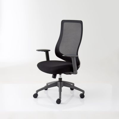 Modernform เก้าอี้สำนักงาน รุ่น Series16 Value เก้าอี้พนักพิงกลาง เฟรมเทา ไม่มี LUMBAR เบาะหุ้มผ้าสีดำ พนักพิงตาข่ายสีดำ