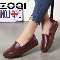 Elegant GirlZOQI รองเท้าสตรี Oxford รองเท้ารองเท้าหนังส้นเตี้ย Lady รองเท้าส้นเตี้ยทรงบัลเล่ต์รองเท้า